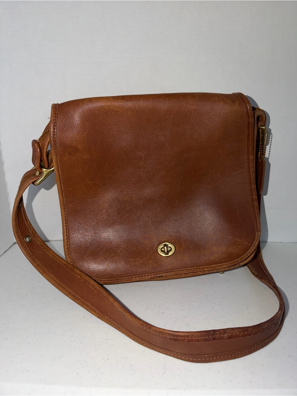 Coach Brown Leather Stewardess Bag Crossbody 9525 Footed Vintage
